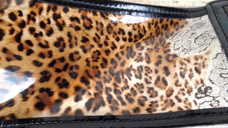 90s Vintage Wide Animal Print Leather Plastic See Through  display picture 1