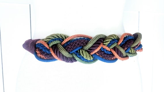 Vintage Braided Multicolor Cord Stretch Belt Set of 2 Vintage Braided Stretch Rope Belt Women main image 4