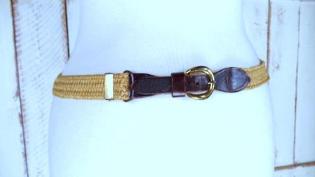 Vintage Tan/light Brown Elastic Stretch Chord Skinny Belt - Etsy display picture 1
