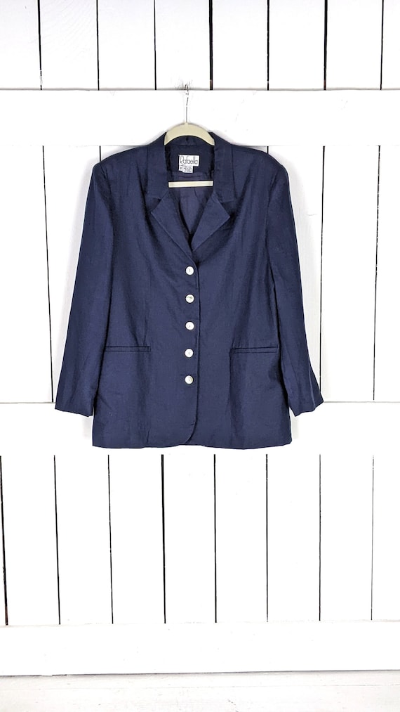Vintage Rafaella blue linen boxy blazer jacket 12