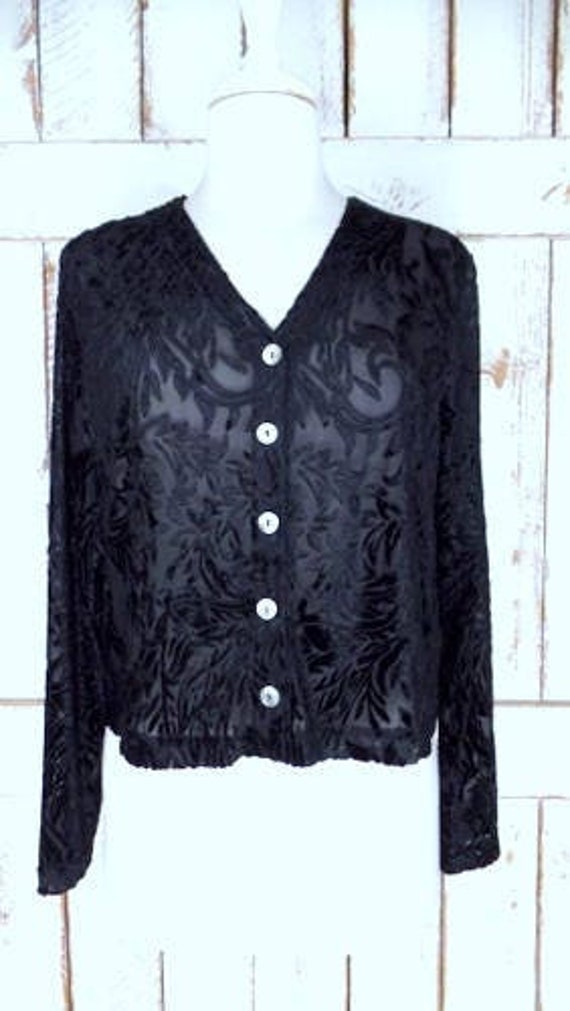 Vintage Jacqueline Ferrar black burnout velvet flo