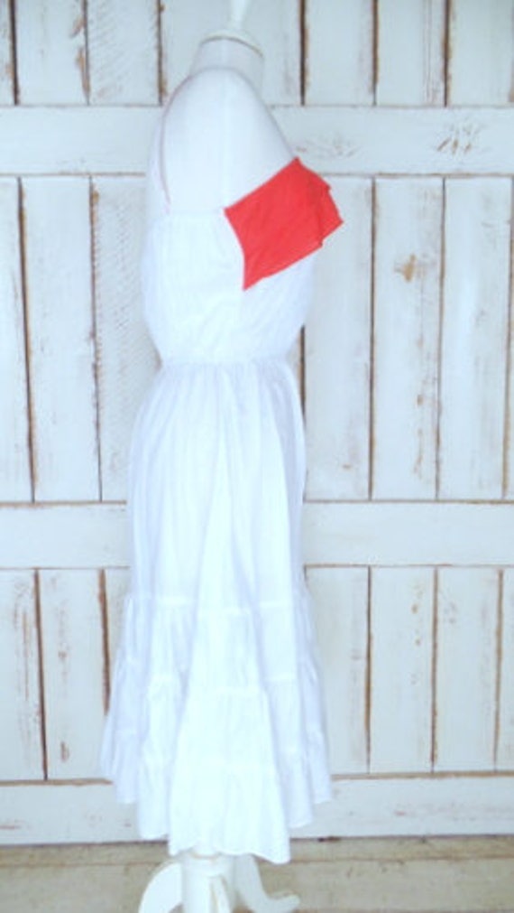 Vintage sheer white/red sleeveless ruffle sun dre… - image 4