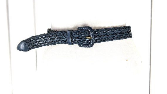 Vintage blue braided woven leather belt/boho/hipp… - image 3