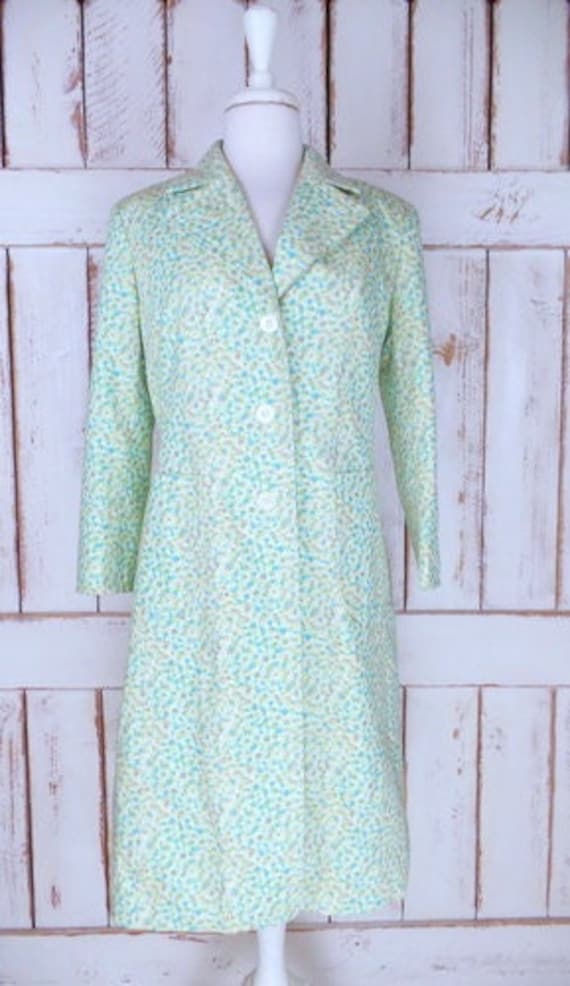 Vintage 90s Express green floral long cotton fitte