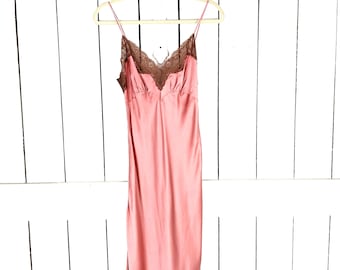Vintage Victoria&#39;s Secret dusty rose blush pink silk lace lingerie slip