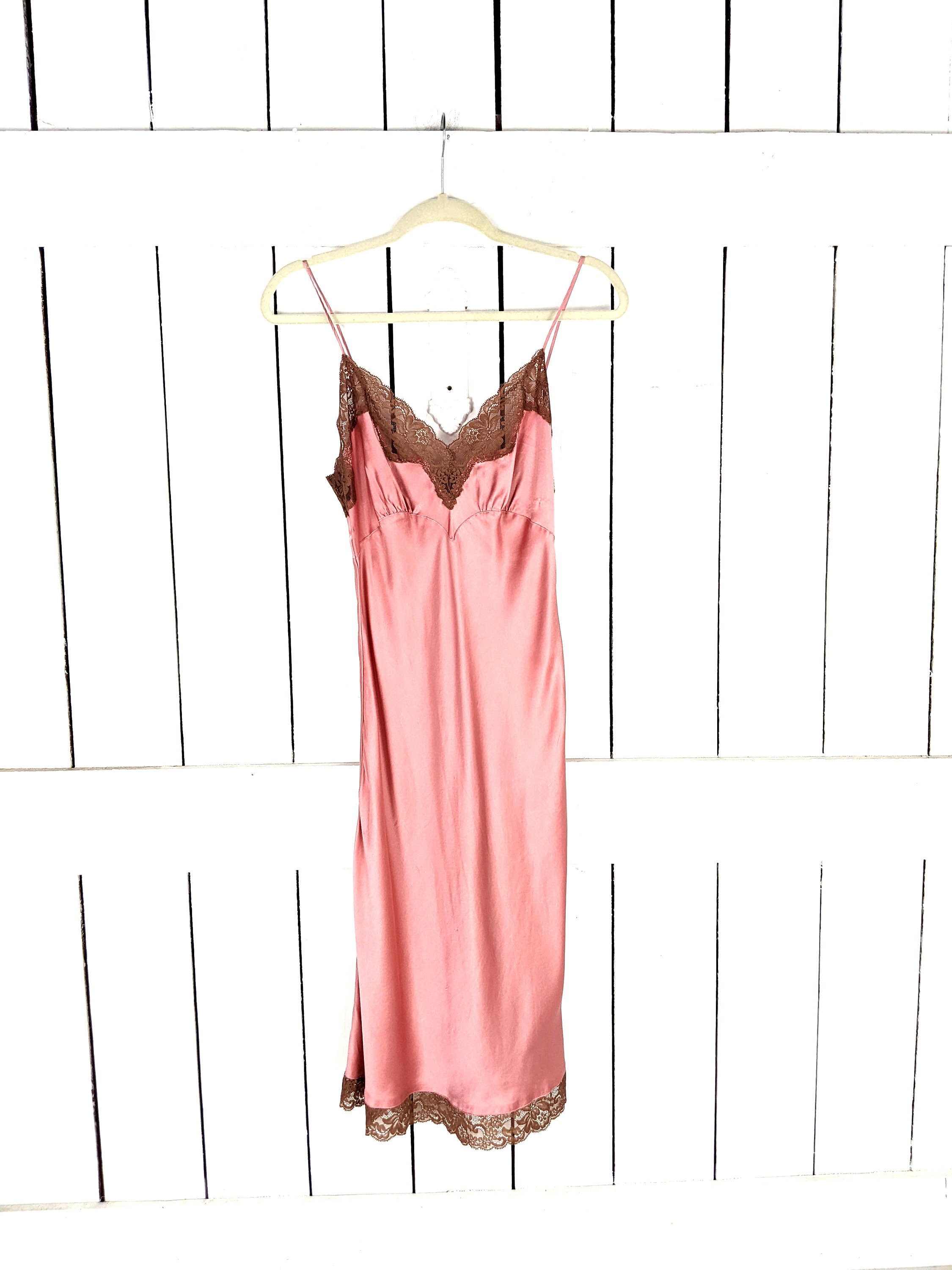 Vintage Victoria's Secret Dusty Rose Blush Pink Silk Lace