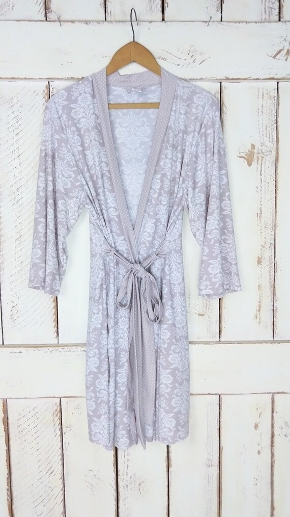90s vintage floral mid length lightweight robe/pe… - image 3