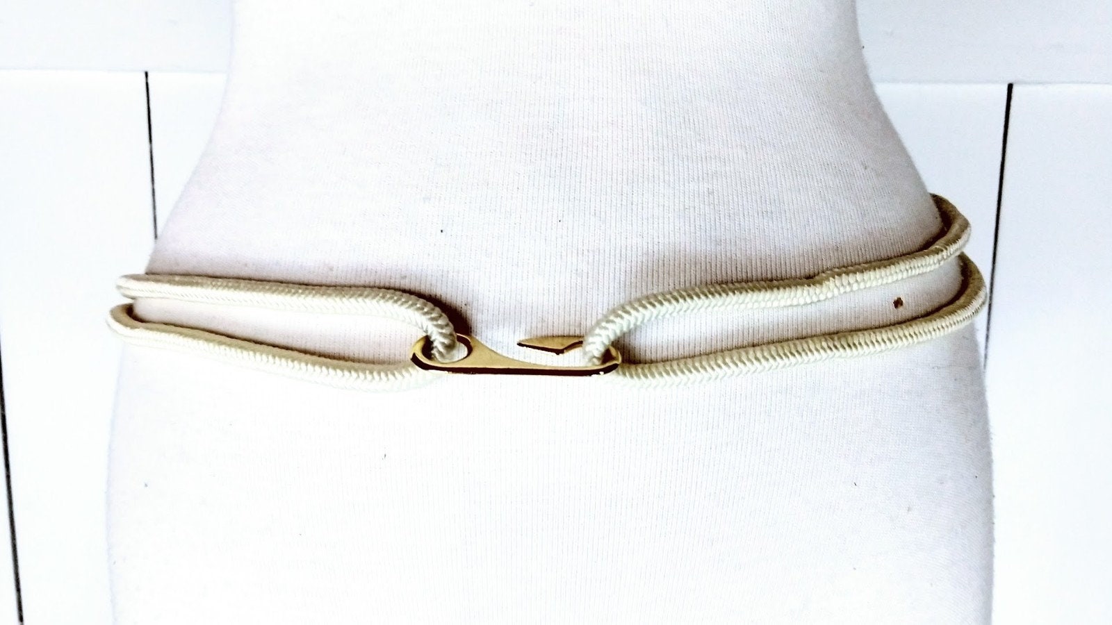 Vintage ivory braided gold medallion disc beaded rope belt/beaded woven chord Rope Stretch Belts for Women for sale | eBay main image 4