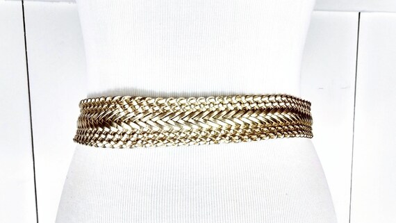 Metallic gold faux leather braided woven boho belt - image 3