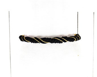 Vintage Beaded Braided Rope Belt Black OS Rope Braided Sea Shell Embroidered Tie Up Belt: Black – B  main image 4