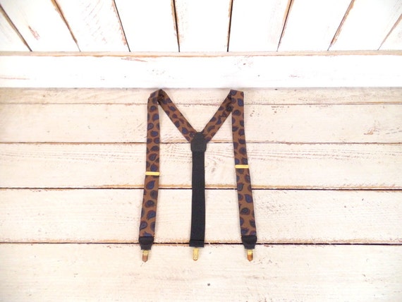 Vintage CAS brown paisley suspenders/cloth suspend