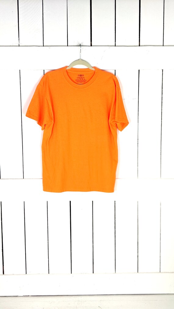 Jerzees plain solid neon orange cotton tee large - image 4