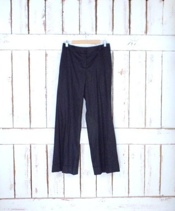 90s vintage grey/brown/black wide leg cuffed trou… - image 1