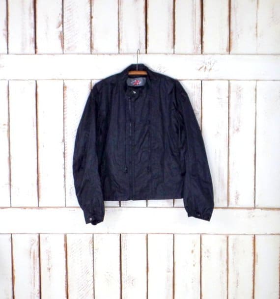 90s black sporty wind breaker zipper jacket/athlet