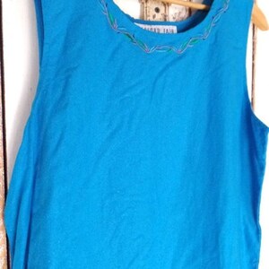 90s Vintage Light Blue Silk Shell Tank/embroidered Tank Top/sleeveless ...