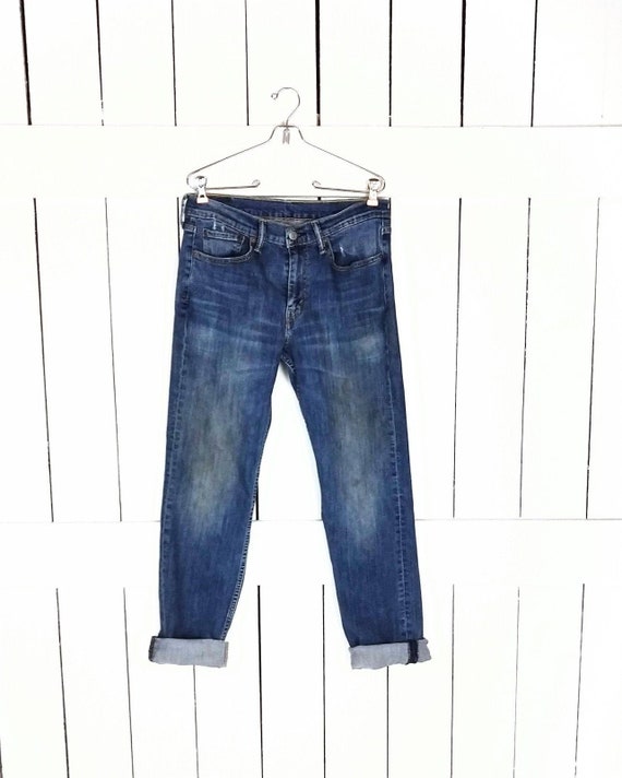 Distressed 514 slim blue Levis denim jeans/blue j… - image 1