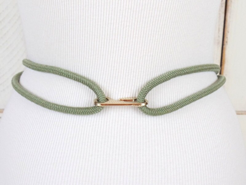 70s Vintage Green Braided Abalone Shell Rope Belt/woven  display picture 3