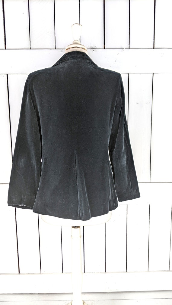 Vintage black velour velvet blazer jacket - image 4