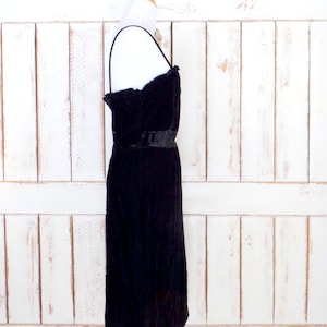 Vintage black velvet ruffle formal evening dress/short velvet midi cocktail dress/xsmall/small