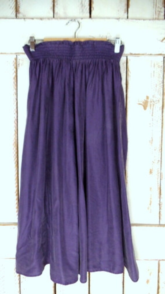 Vintage Liz Wear purple silk stretch waist midi s… - image 5
