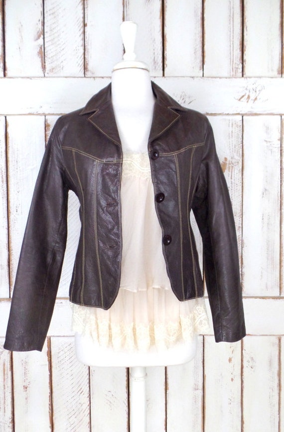 short brown leather jacket