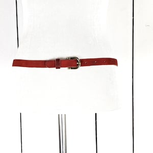 Vintage red skinny leather belt large