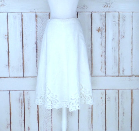 Vintage light ivory/off white crochet lace linen … - image 1