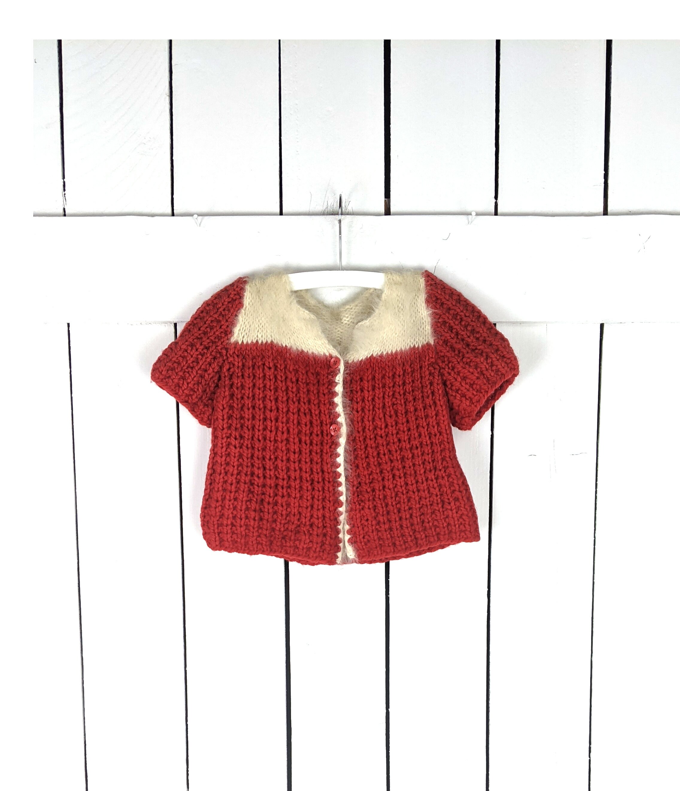 Baby Girls Red White Holiday Christmas Fuzzy Mohair Vintage - Etsy