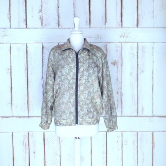 Vintage leopard face print silk windbreaker joggi… - image 1