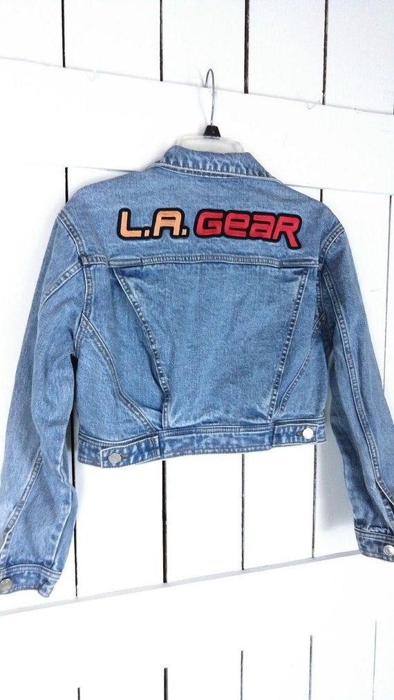 Vintage LA Gear Patch Cropped Blue Denim Jean Jacket Etsy