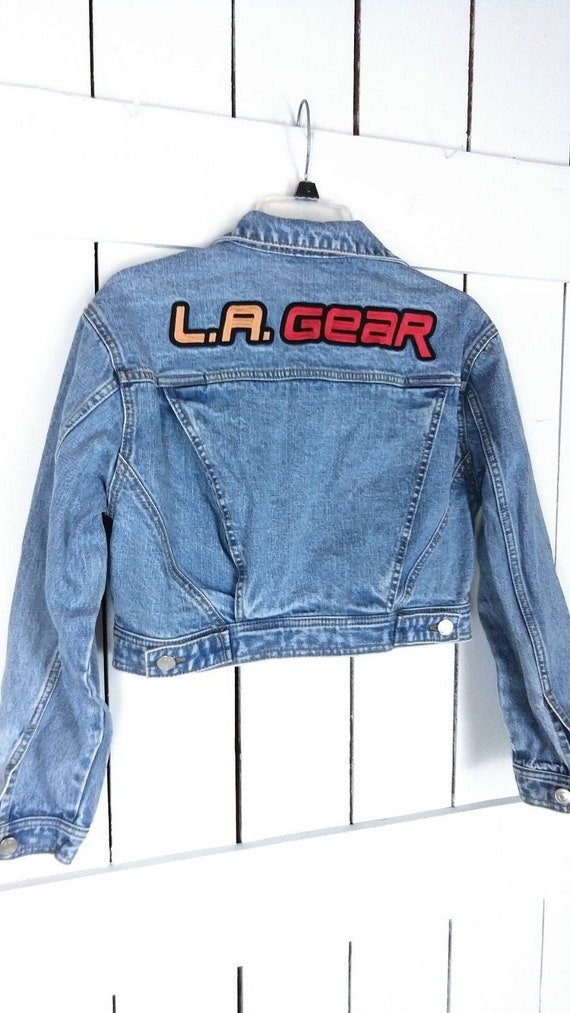 Vintage LA Gear patch cropped blue denim  jean jac