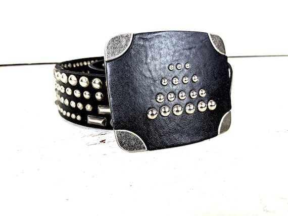 Iron Horse Black Silver Studded Leather Western Buckle Belt  display picture 1