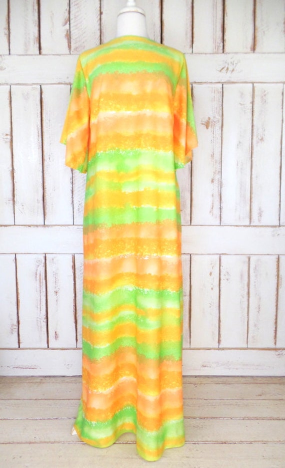 Vintage striped muu muu caftan maxi dress/orange/… - image 4