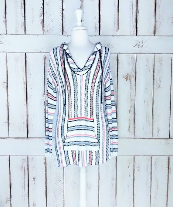 Vintage 90s striped woven knit slouchy pullover ho