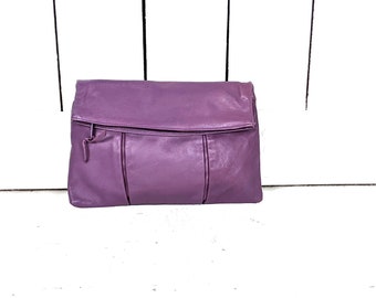 fully lined BN OVER SIZED LILAC AND PURPLE COLOR BLOCK faux leather clutch bag 