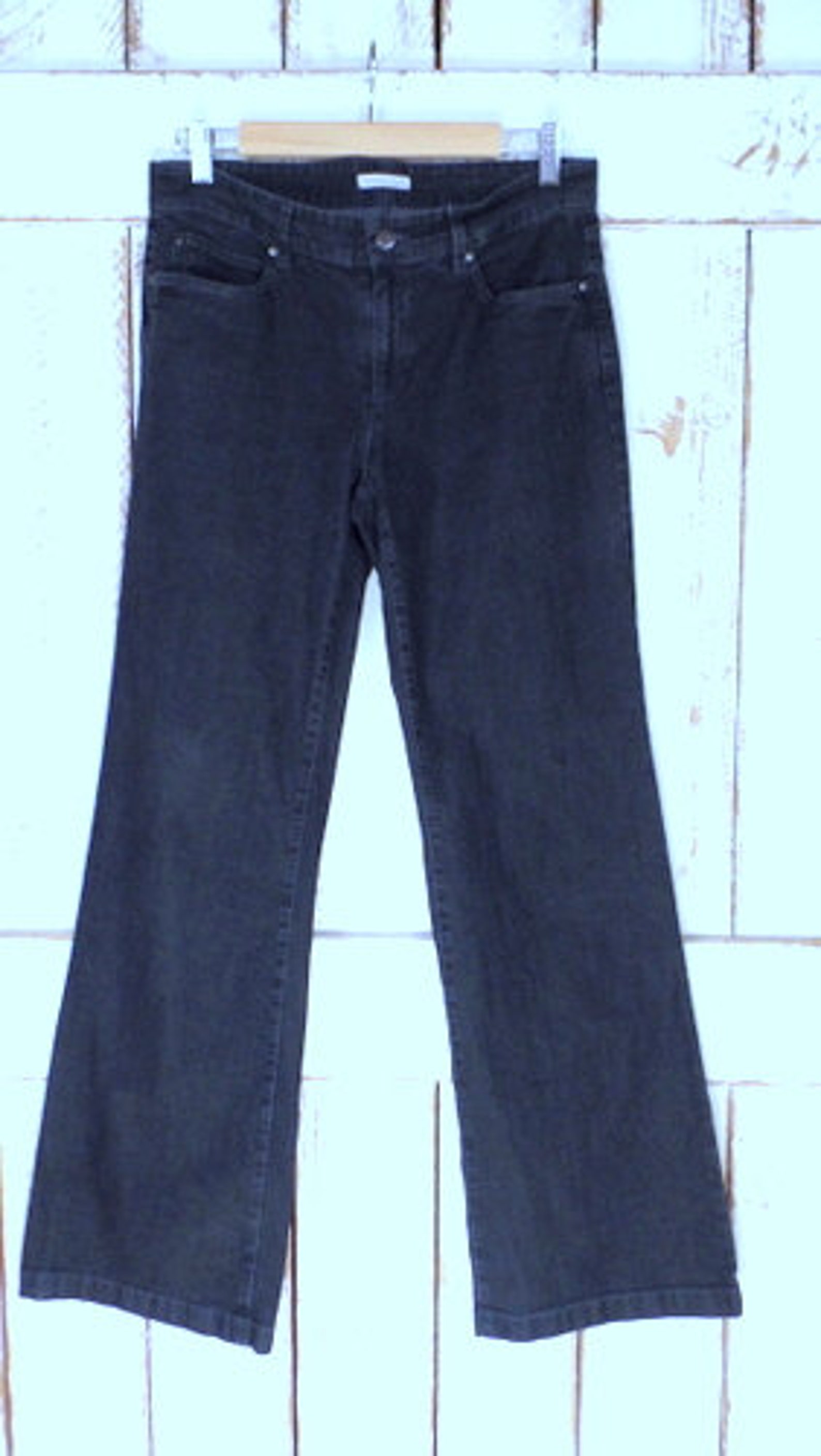 Vintage Black Wide Boot Leg Stretch Denim Jeans/high Waisted - Etsy