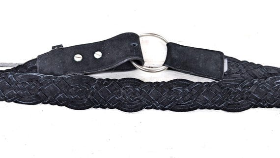 Black Faux Suede Bohemian Style Belt‎ Boho Feels Faux Suede Disc Belt in Black – Impressions  main image 3