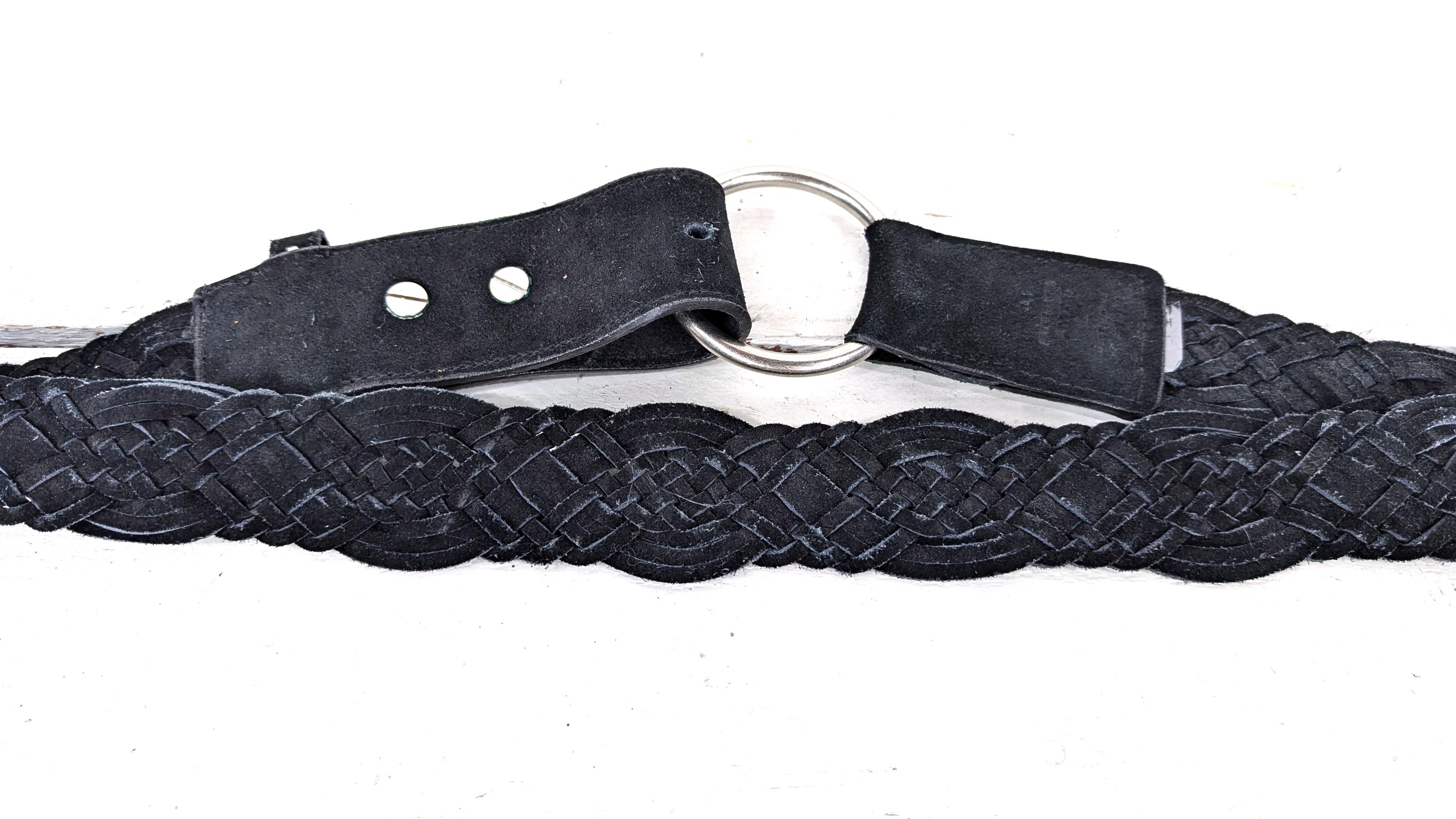 Vintage Black Suede Leather Braided Boho Belt - Etsy display picture 3