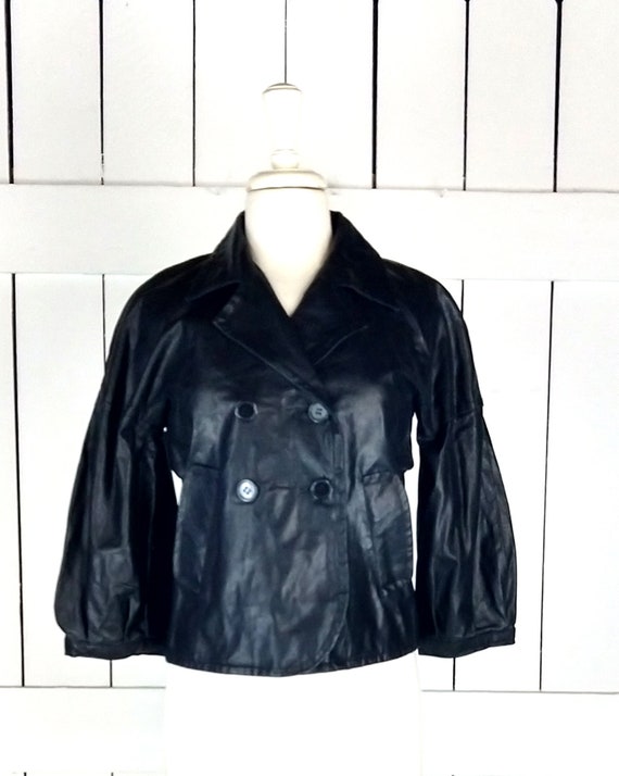Tex by Max Azria cropped black leather blazer jac… - image 5