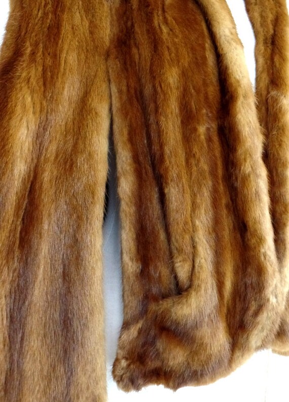 Vintage mink/muskrat fur stole wrap/40s/50s brown… - image 2