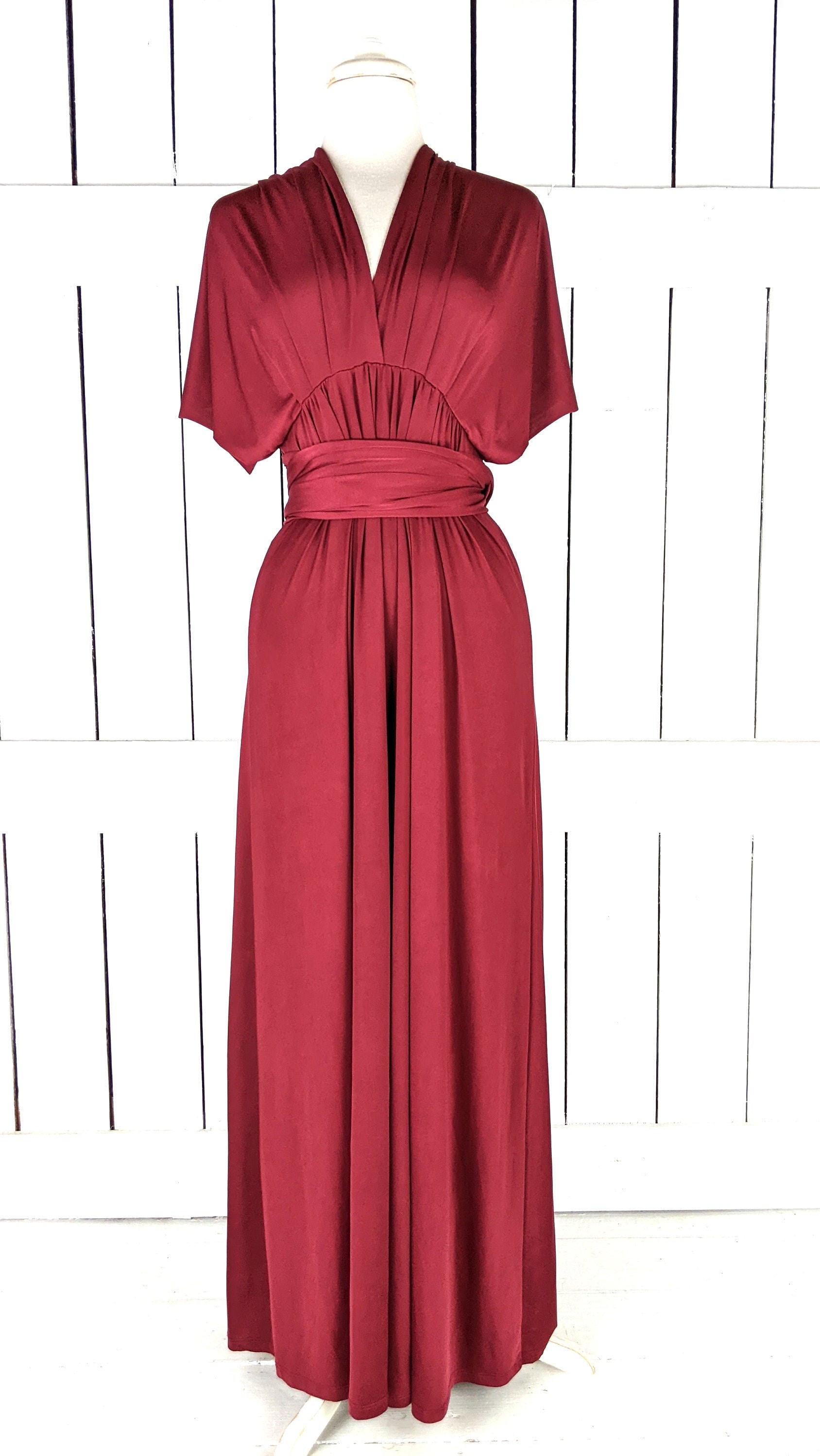 Multi wrap burgundy long maxi infinity bridesmaid dress