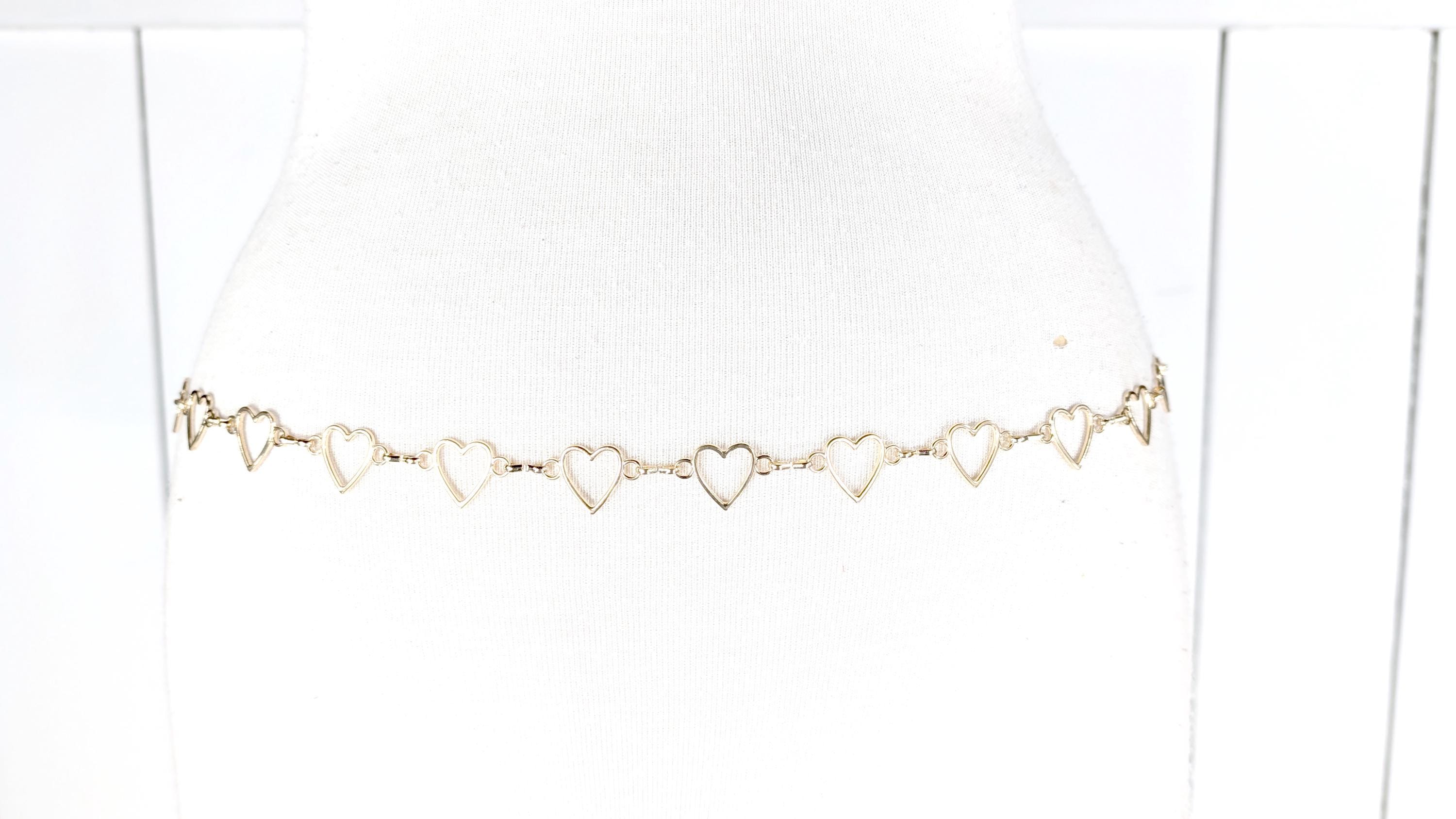 Gold metal heart chain link dainty lightweight skinny belly chain belt Amazon.com: Jumwrit Rhinestone Heart Waist Chain Bling Body  main image 4