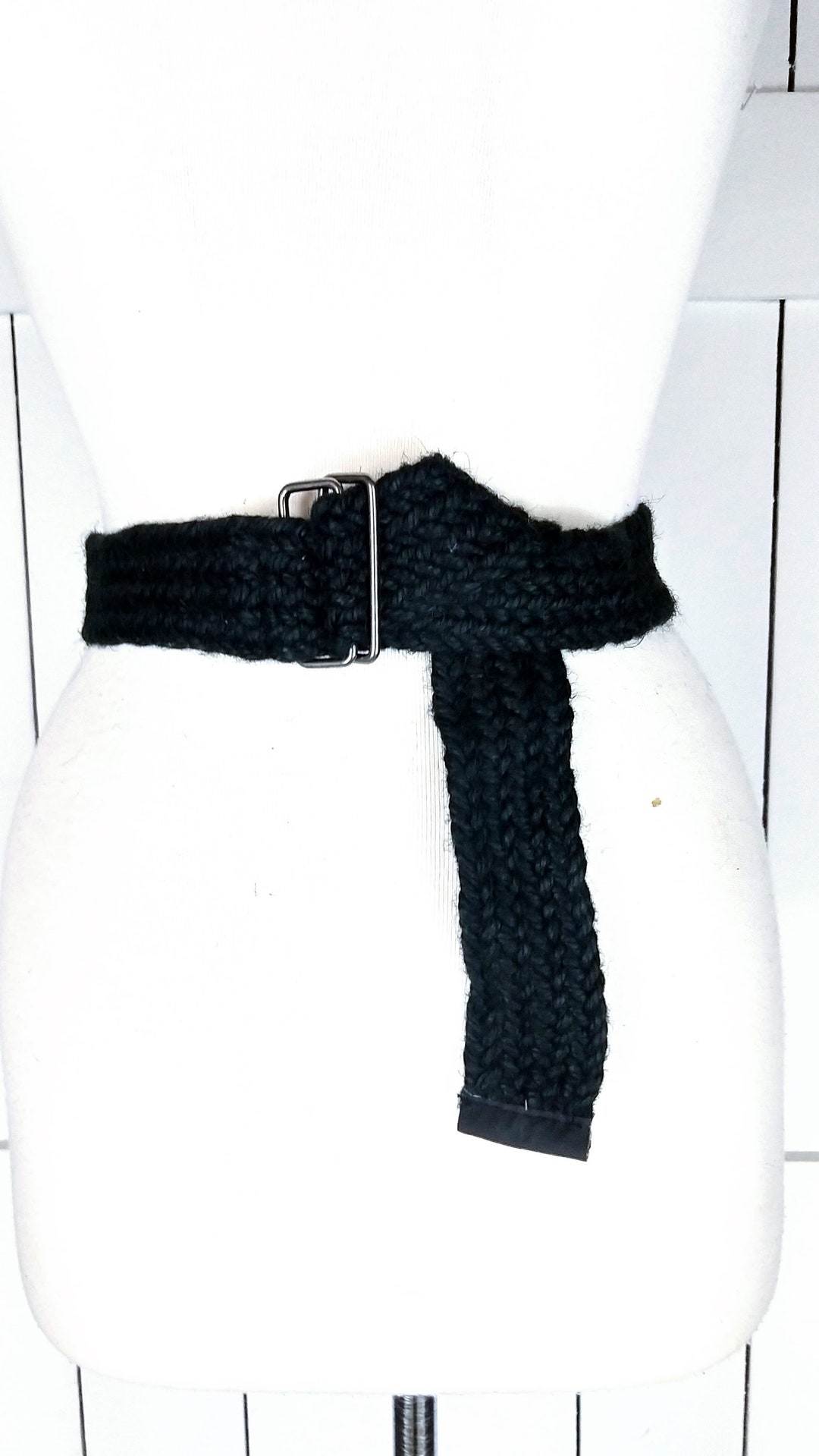 90s Vintage Wide Black Jute Braided Chord Belt - Etsy display picture 2