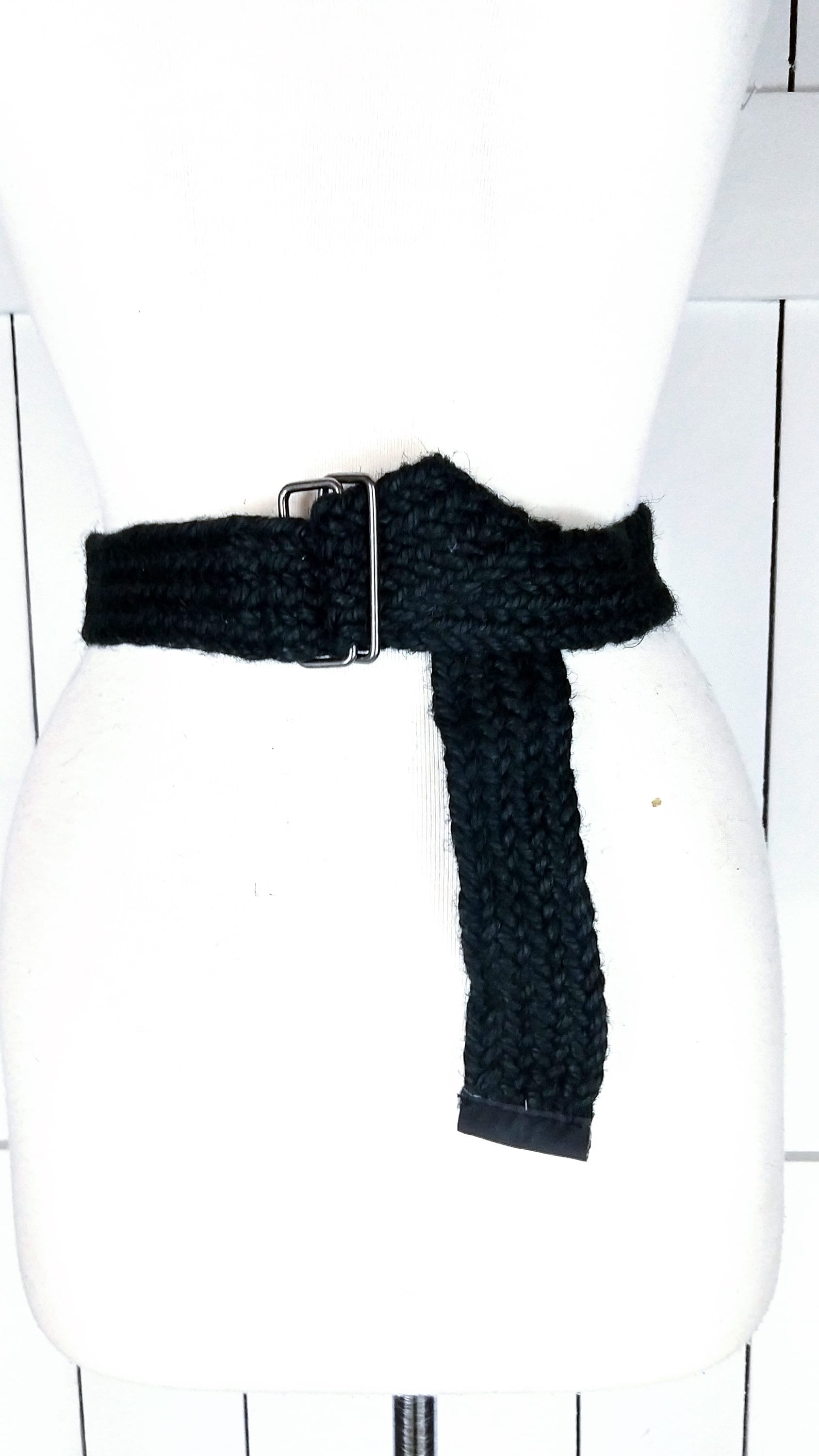 90s vintage wide black jute braided chord belt Vintage Braided Belt - Etsy main image 4