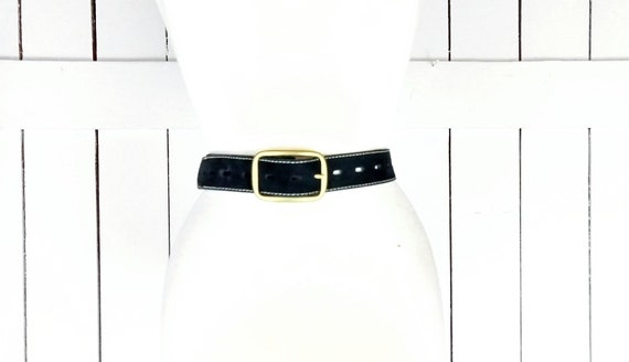 Black suede leather white stitch belt medium - image 1