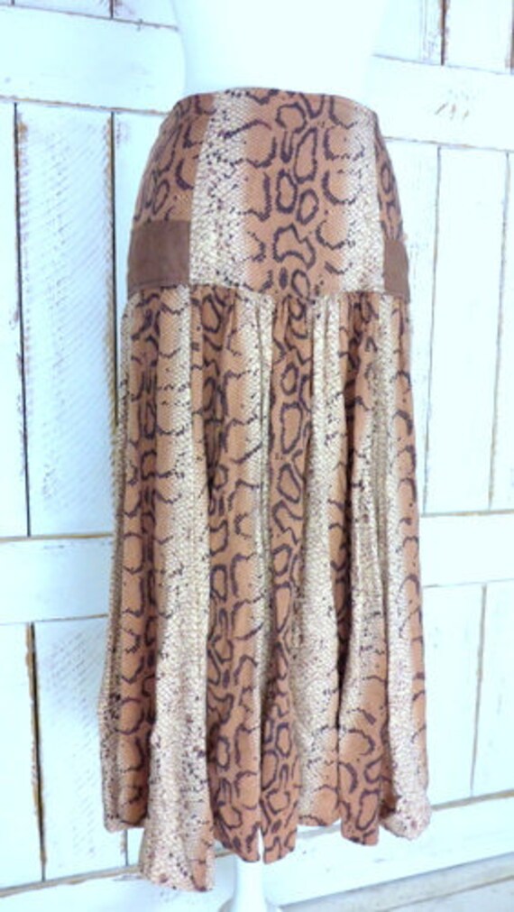 Vintage Dina brown snake/animal print maxi skirt/… - image 3