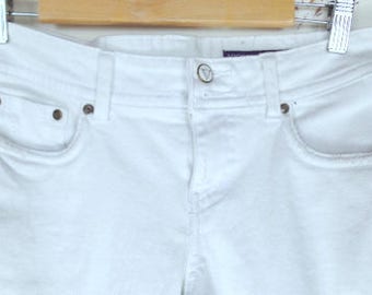 Białe jeansy z lat 90. typu boot cut/lekko rozszerzane nogawki/sprane jeansy Vigoss/5