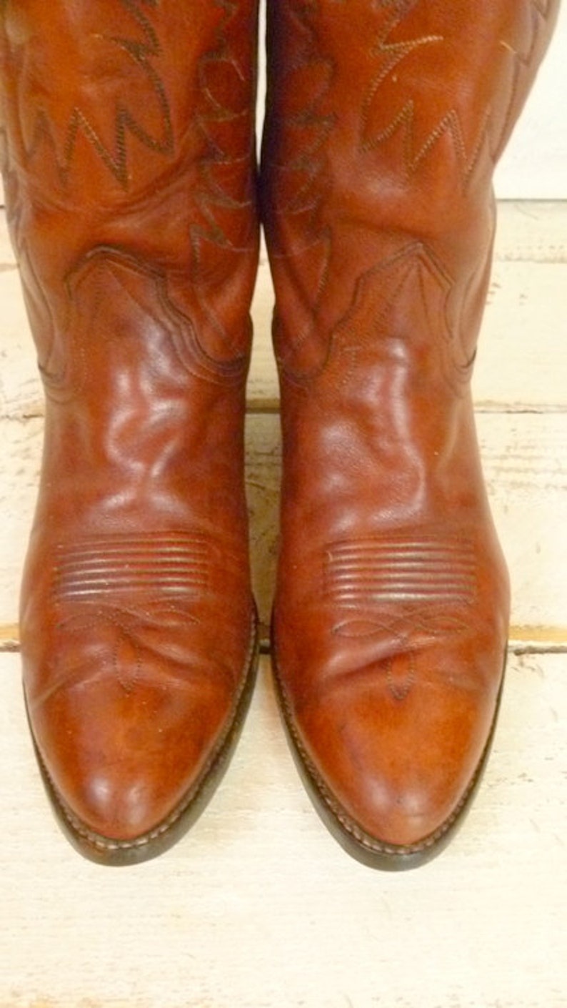 Mens dark red leather vintage cowboy boots/Nocona oxblood Etsy
