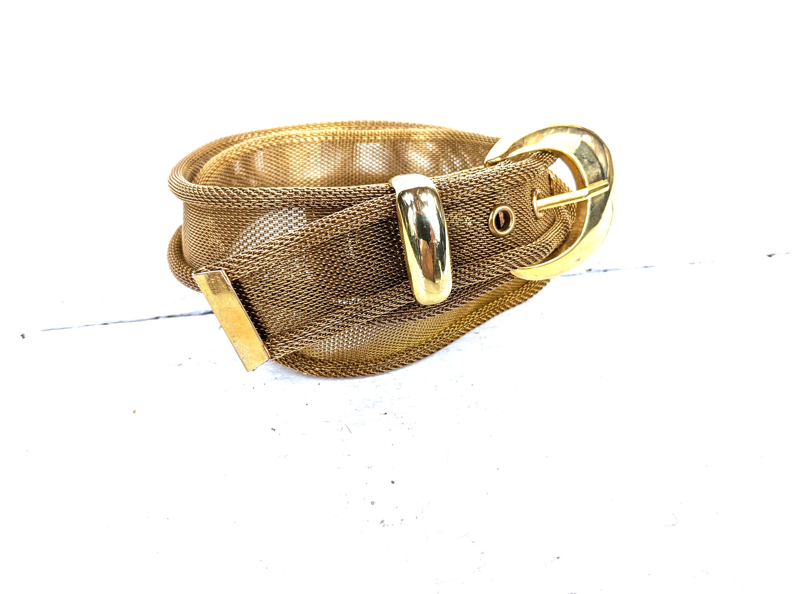 Vintage Gold Mesh Metal Wire Chain Belt - Etsy display picture 3