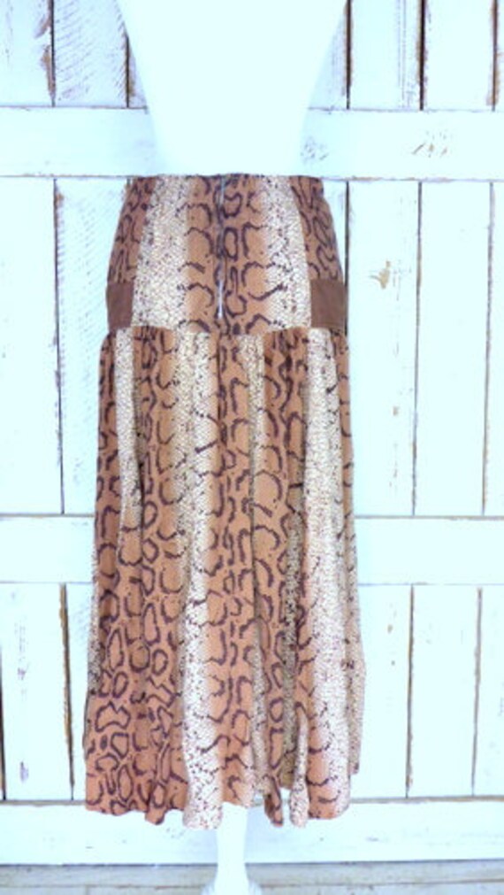 Vintage Dina brown snake/animal print maxi skirt/… - image 5